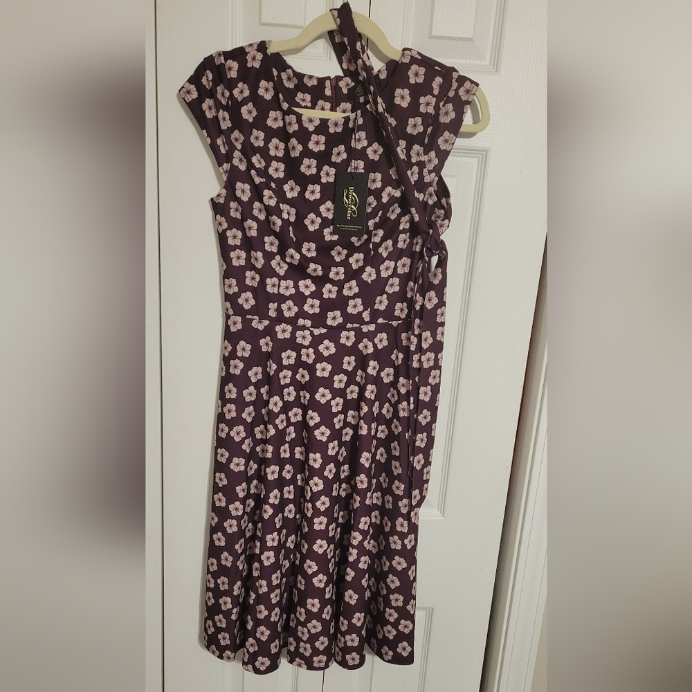 Elegant Purple Floral Women's Dress